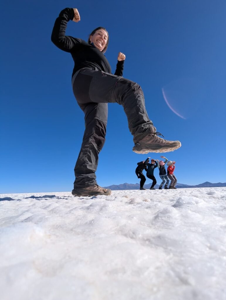 Photo me montrant sur le Salar de Uyuni, Bolivie