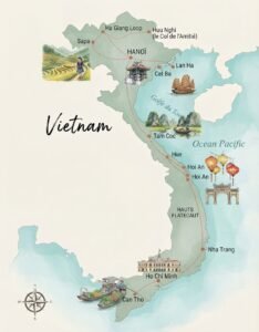Carte illustrée du Vietnam